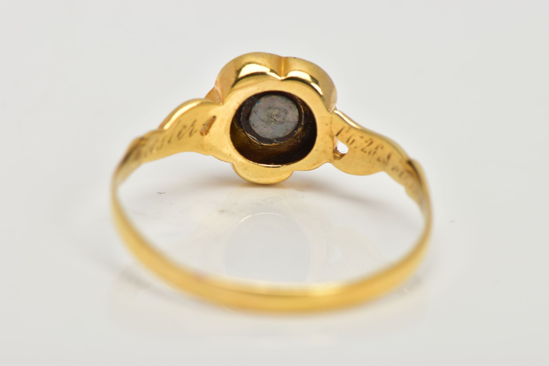 A VICTORIAN, DIAMOND AND BLACK ENAMEL MEMORIAL RING, centring on a star set, old cut diamond - Image 7 of 7