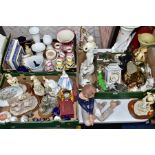 THREE BOXES AND LOOSE CERAMICS to include figurines, Royal Doulton Southern Belle HN2425 (over