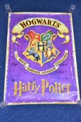 HARRY POTTER 'HOGWARTS' POSTER, signed by eight members of the cast, 90cm x 64cm.