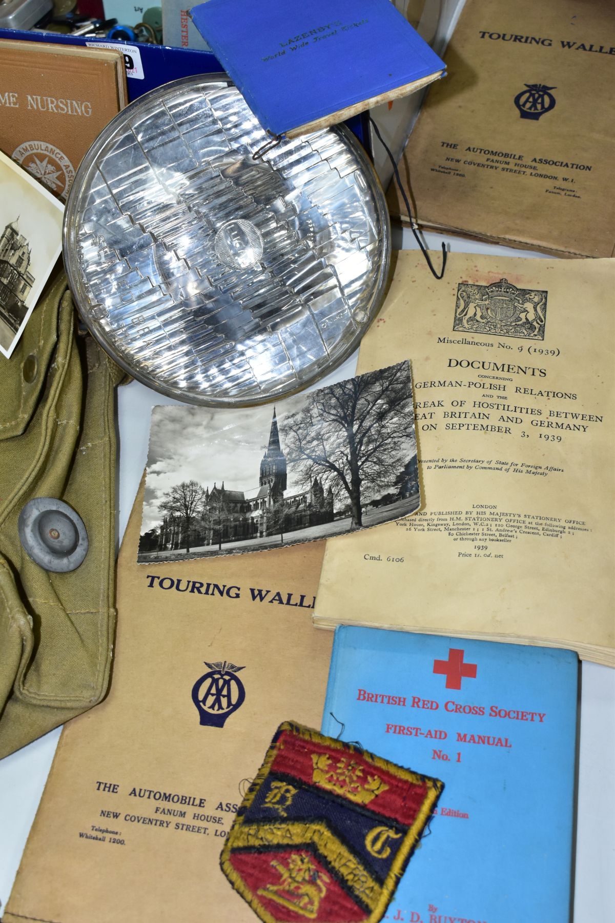 MOTORING, MILITARY AND FREEMASONRY INTEREST - A BOX OF VINTAGE EPHEMERA AND OTHER ITEMS to include a - Image 2 of 5