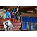 BOOKS, approximately 105 titles in four boxes to include works by Dickens, published by Hazell,