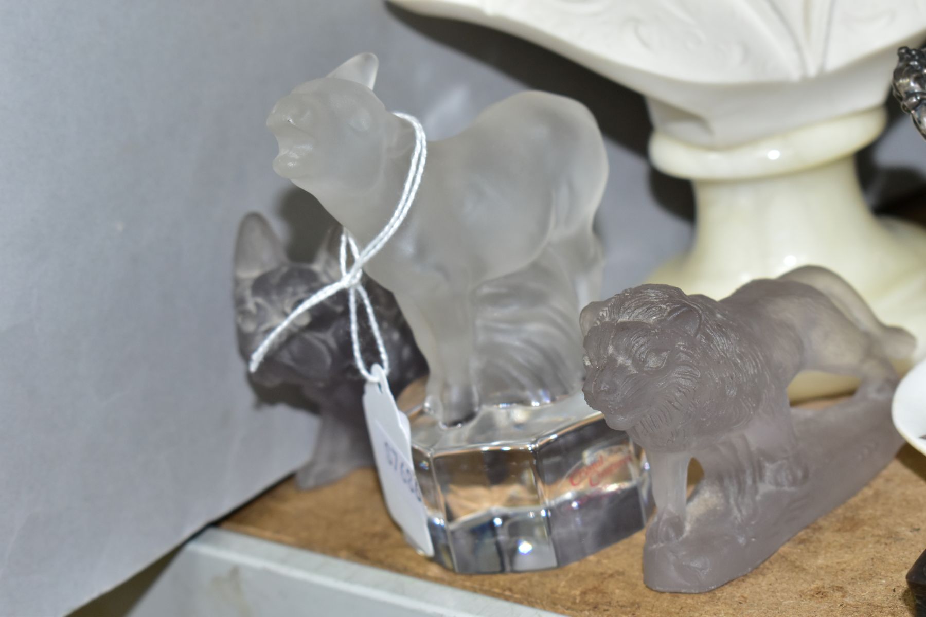 THREE MOULDED FROSTED AND CLEAR GLASS ANIMALS AND A RESIN BUST, comprising a Nachtman Crystal - Image 2 of 4