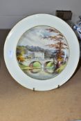 A ROYAL CROWN DERBY HAND PAINTED CHATSWORTH HOUSE PLATE SIGNED W.E.J. DEAN, date marked 1933,