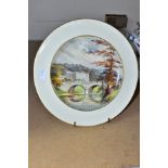 A ROYAL CROWN DERBY HAND PAINTED CHATSWORTH HOUSE PLATE SIGNED W.E.J. DEAN, date marked 1933,