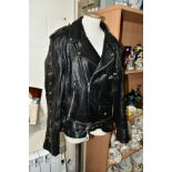 AN HLF LEATHER JACKET, black, size large, with laced sleeve and side detail, interior and exterior