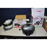 FOUR ITEMS OF HOUSEHOLD ELECTRICALS, including a Tower Pressure Cooker brand new in box, a Tefal