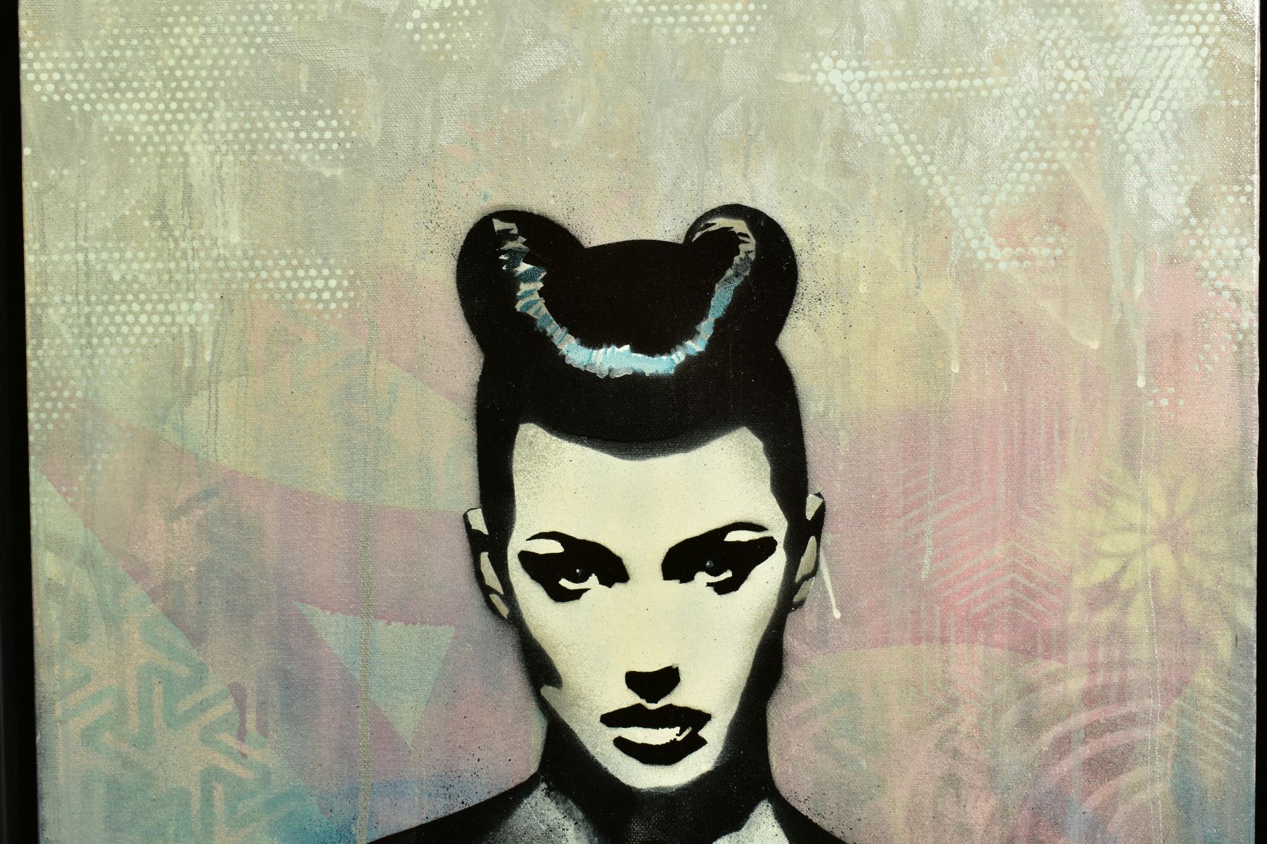 TROIKA (CONTEMPORARY) 'DARK HUMOUR', a stencil portrait of a female figure, signed verso, mixed - Image 5 of 7