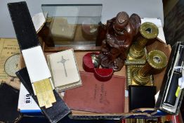 A BOX AND LOOSE COLLECTABLE ITEMS, ETC, to include boxed Otis Kines patent calculator, Fowlers