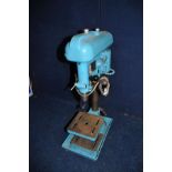 A VINTAGE FOBCO 240V PILLAR DRILL with 1/2in chuck, single phase motor fitted, 12cm plunge,