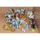 A GROUP OF BESWICK, WADE AND OTHER ANIMAL FIGURES, including four Beswick Beatrix Potter