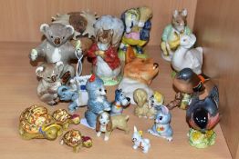 A GROUP OF BESWICK, WADE AND OTHER ANIMAL FIGURES, including four Beswick Beatrix Potter