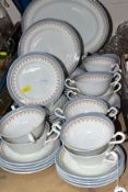 AYNSLEY SILVER SHADOW PART DINNER SERVICE, comprising eleven twin handled soup bowls with twelve