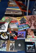 TWO BOXES OF RECORDS, LPS, 78S AND SINGLES, to include 1980's pop, Madonna, A-Ha, The Bangles,