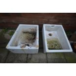 TWO BELFAST SINKS, one branded shanks, both at width 46cm x length 61cm x height 26cm (condition -