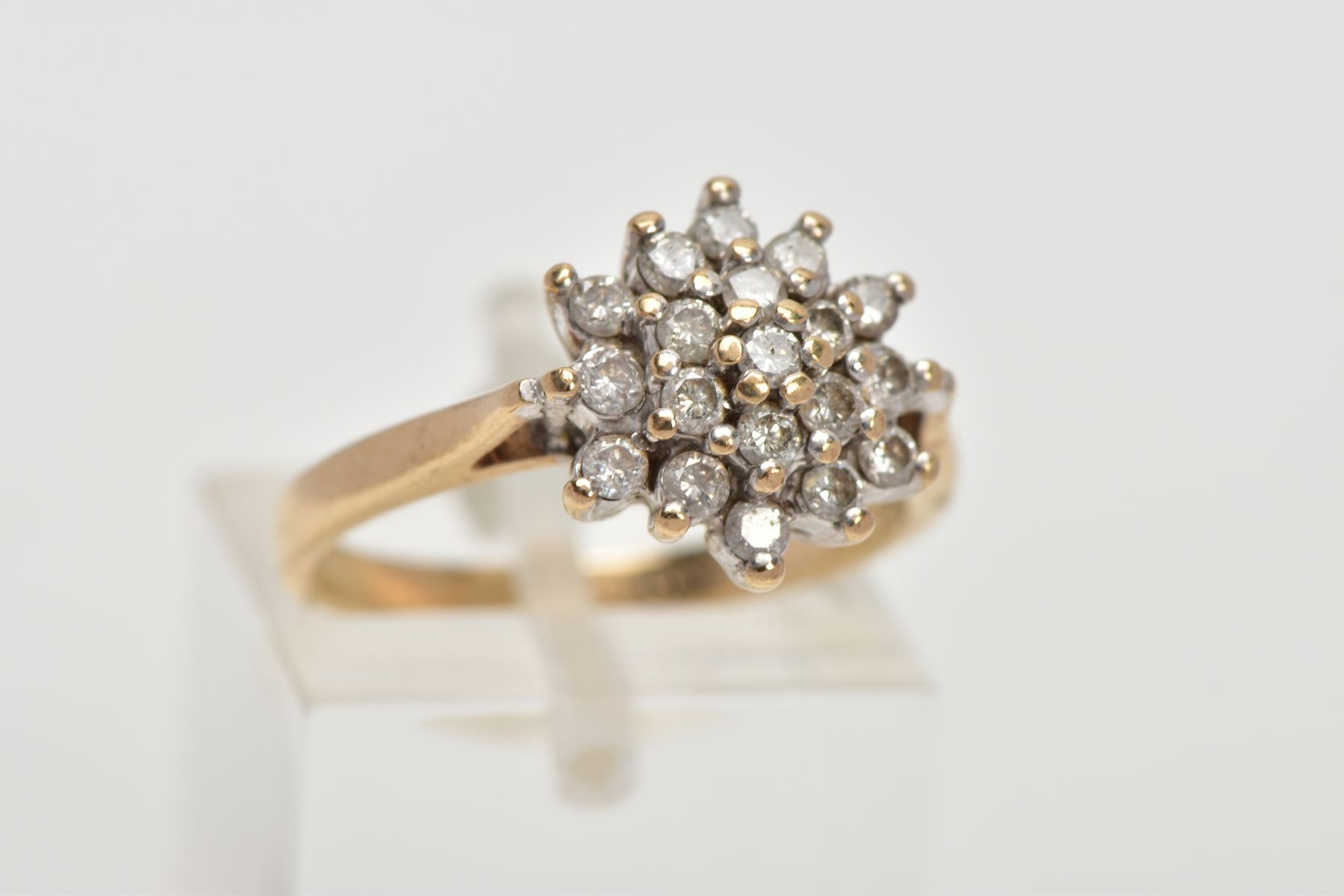 A 9CT GOLD DIAMOND CLUSTER RING, the cluster designed with claw set, round brilliant cut diamonds, - Image 4 of 4