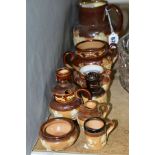 NINE PIECES OF DOULTON LAMBETH AND ROYAL DOULTON SALT GLAZE STONEWARE, all pieces with applied
