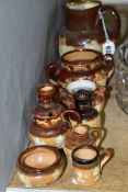 NINE PIECES OF DOULTON LAMBETH AND ROYAL DOULTON SALT GLAZE STONEWARE, all pieces with applied