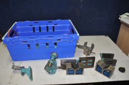 A TRAY CONTAINING LATHE ATTACHMENTS including a 3in 3 point Steady rest 6in centre, a 2in 2 point