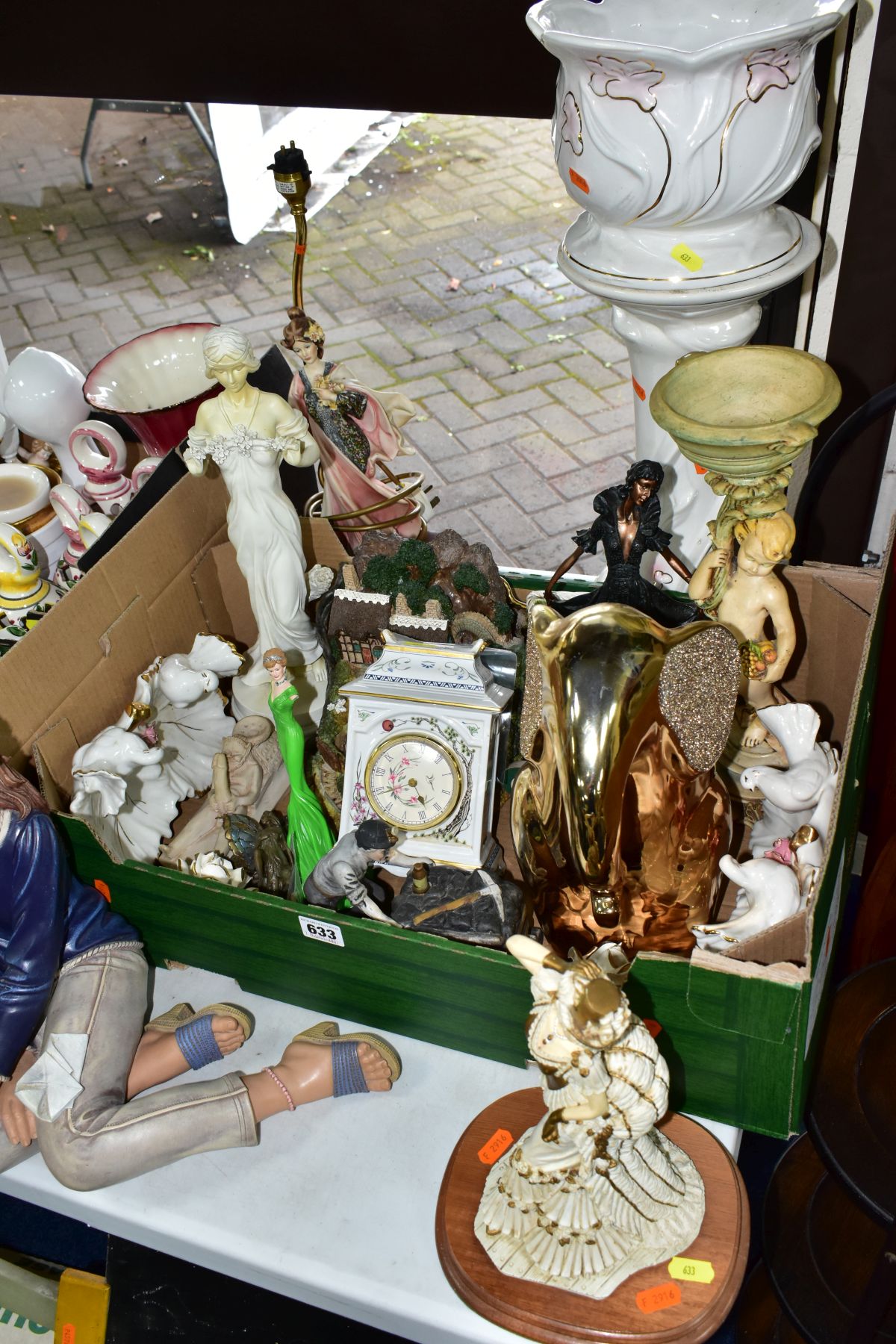 THREE BOXES AND LOOSE CERAMICS to include figurines, Royal Doulton Southern Belle HN2425 (over - Image 3 of 15