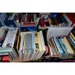 BOOKS, four boxes, approximately ninety titles, to include Nature, Sport, Cookery (including a