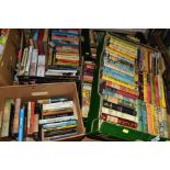FIVE BOXES OF BOOKS, hardbacks and paperbacks, publishers include World Books and The Reprint