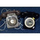 A VINTAGE ROTARY DIAL TELEPHONE, stenciled numbers to base 706L H63/2, together with a modern