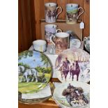 SIX COLLECTORS PLATES AND SIX MUGS, ALL FEATURING HORSES, to include a set of six Danbury Mint '