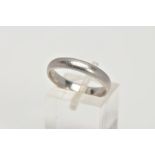 A PLATINUM WEDDING BAND, plain polished design, stamped 'Platinum', ring size N, approximate gross