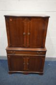 A MODERN MAHOGANY COMPUTER CABINET, width 93cm x depth 60cm x height 146cm