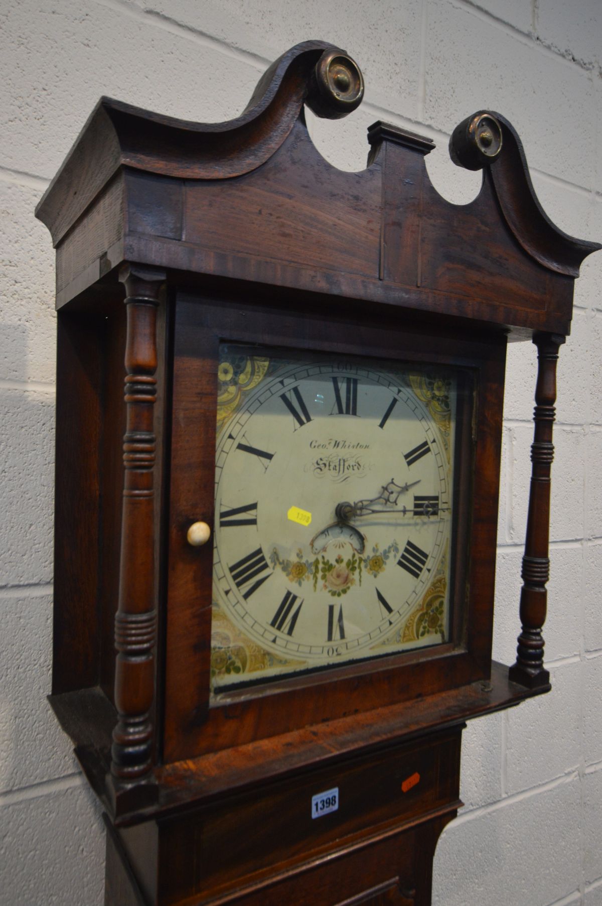 A GEORGE III MAHOGANY CROSSBANDED 30 HOUR LONG CASE CLOCK, the hood with swan neck pediment, twin - Image 2 of 7