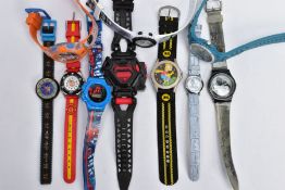 A BAG OF CHILDREN'S WATCHES, to include Star Wars, Bart Simpson, Spiderman, Manchester United etc.