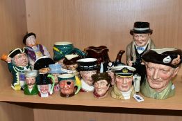 SIXTEEN ASSORTED CERAMIC TOBY AND CHARACTER JUGS, including a Royal Doulton large Monty D6202, a