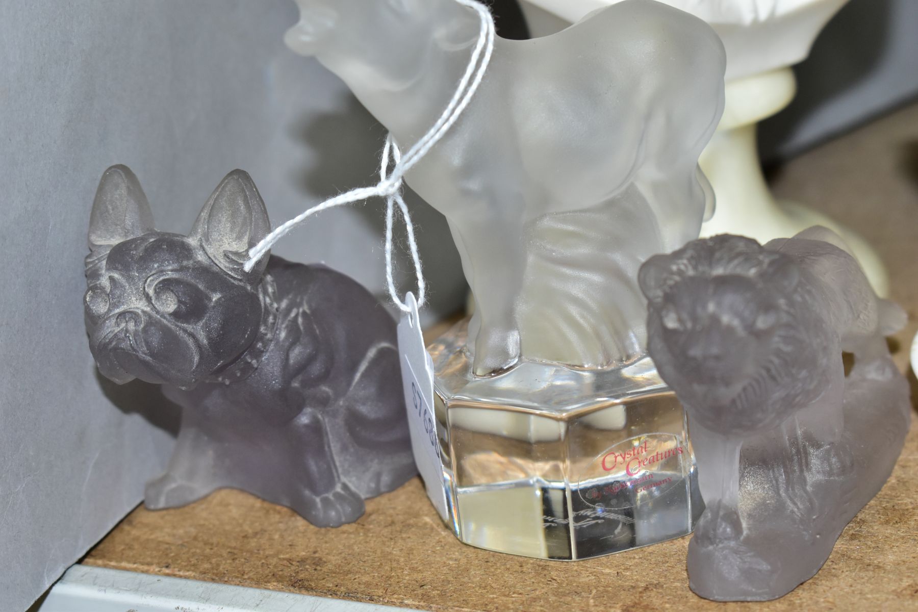 THREE MOULDED FROSTED AND CLEAR GLASS ANIMALS AND A RESIN BUST, comprising a Nachtman Crystal - Image 3 of 4