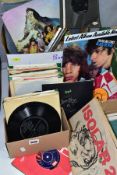 THREE BOXES OF RECORDS, MUSIC RELATED EPHEMERA AND A MUSIC STAND to include approximately forty