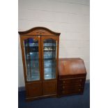 A MODERN CHERRYWOOD DISPLAY CABINET, with two glazed doors above two cupboard doors, width 83cm x