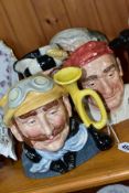 FOUR ROYAL DOULTON CHARACTER JUGS, comprising Veteran Motorist D6633, 'Character Jugs from