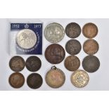 A SMALL PACKET OF COPPER COINS, etc, to include a bronze Commemorative of The Coronation of Edward
