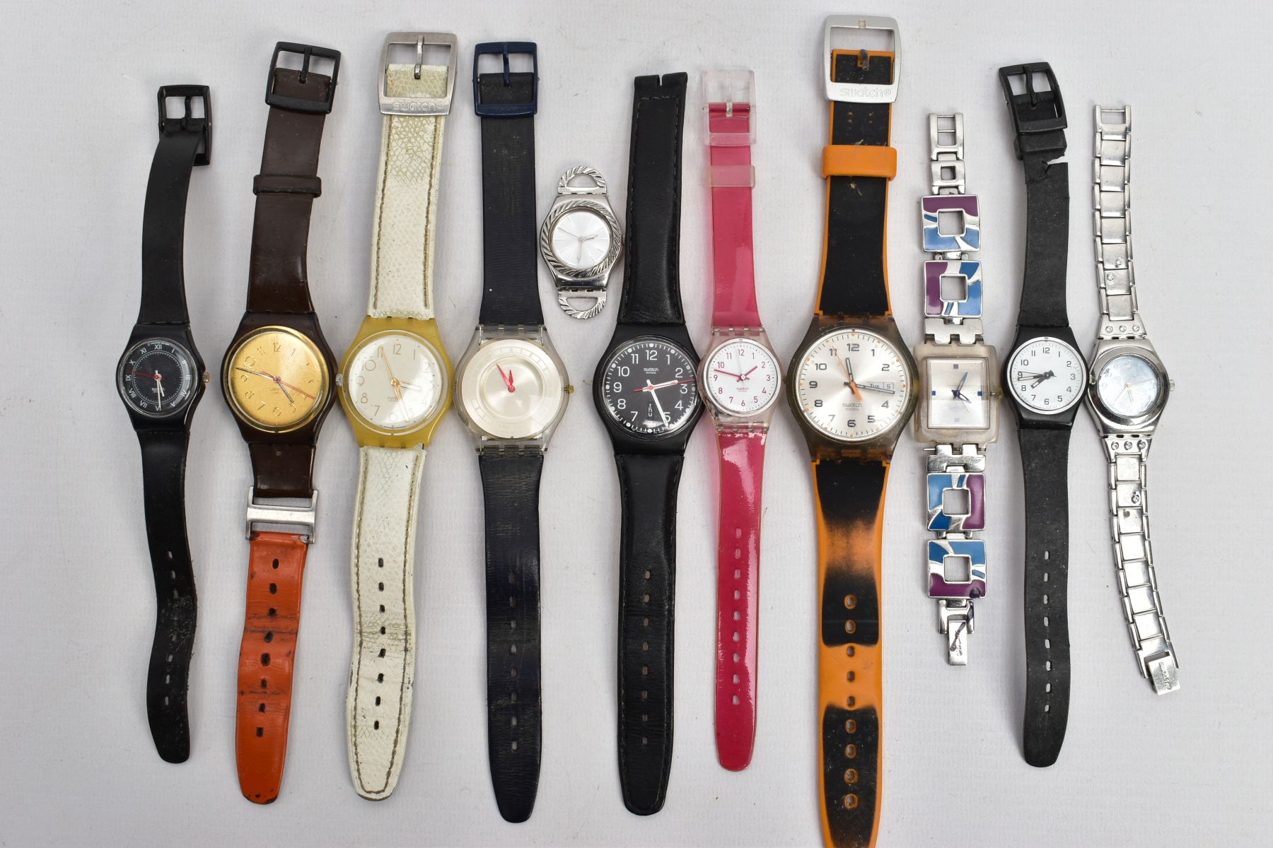 A BAG OF MAINLY SWATCH WATCHES, to include leather, plastic and metal straps etc.