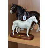 TWO BESWICK HORSES, comprising a Clydesdale, first version in working harness, matt finish, model
