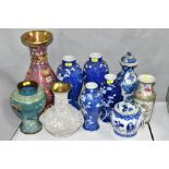 CHINESE CERAMICS AND CLOISONNE WARES, ETC, to include a carved white lacquer vase of globular form