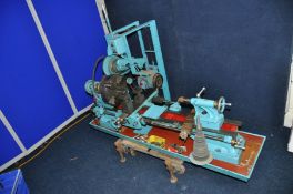 A VINTAGE ATLAS METAL WORKING LATHE with a 3ft long bed, a Pratt Burnerd D7544 10in chuck with 4