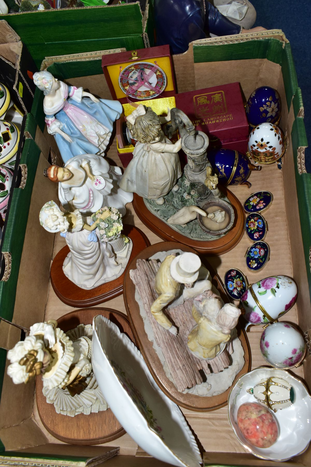 THREE BOXES AND LOOSE CERAMICS to include figurines, Royal Doulton Southern Belle HN2425 (over - Image 9 of 15