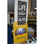 A VINTAGE WALLS ICE CREAM SHOP OPEN SIGN PAINT OVER ALUMINIUM, size approximately 70cm x 50cm,