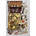 A BOX OF ASSORTED SUNDRIES, to include a set of six white metal napkin rings, nut crackers, white