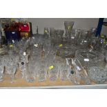 A QUANTITY OF CUT GLASS ETC, to include Webb, Georgian Crystal, Royal Doulton etc, six sets of six