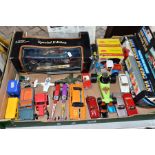 A QUANTITY OF MAINLY UNBOXED PLAYWORN DIECAST VEHICLES, to include Spot-On MG Midget MKII, No.