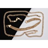 TWO BRACELETS AND A CHAIN NECKLACE, to include a 9ct gold curb link chain necklace and bracelet