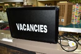 AN ELECTRIC VACANCIES/NO VACANCIES ILLUMINATED SIGN, the fibre optic display has scrolling