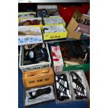 A QUANTITY OF LADIES SHOES AND A SHOE CLEANING BOX, including mainly size 6 shoes, sandals and