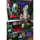 A LARGE QUANTITY OF MODERN CHRISTMAS TREES, DECORATIONS, CARDS ETC, to include approximately ten